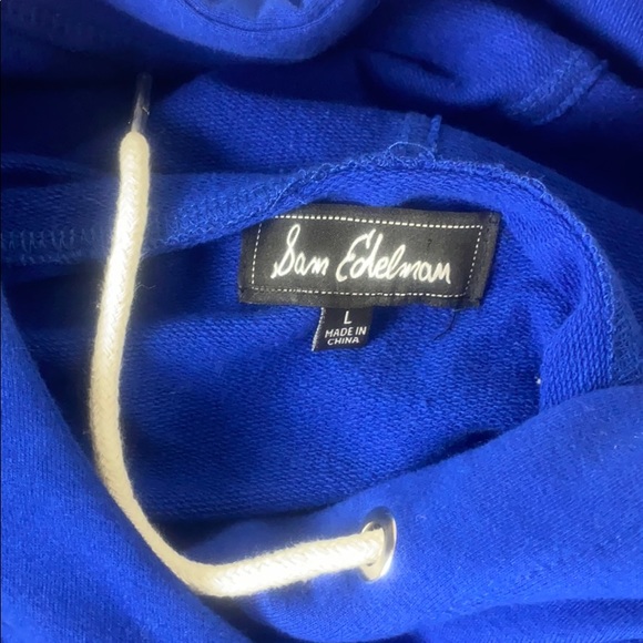 Sam Edelman Blue Cross Back Hoodie Sweater - Picture 10 of 11